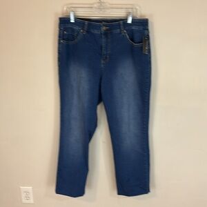 Kim Rogers 5 Pocket Hidden Comfort Tummy Panel Straight Leg Jeans Size 16 NWT